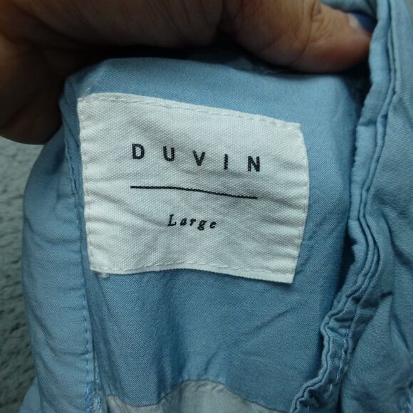 Duvin Shirt Mens Large Button Up Flamingo Blue Florida Beach Loop Collar - Picture 5 of 9